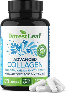ForestLeaf Multi Collagen Pills with Hyaluronic Acid + Vitamin C | Hydrolyzed Collagen Supplements for Women or Men | Multi Collagen Capsules Peptides for Skin, Wrinkles, 120 Caps in Pakistan