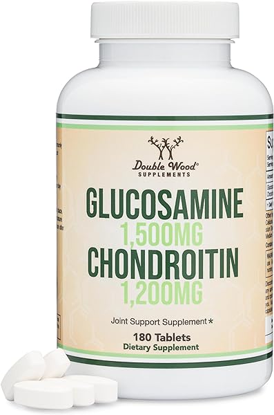 Glucosamine Chondroitin Triple Strength (1,500mg Glucosamine Sulfate, 1,200mg Chondroitin) 180 Tablets, Two Month Supply (Joint Support Supplement) Manufactured in The USA, Non-GMO by Double Wood in Pakistan in Pakistan