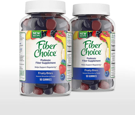 Fiber Choice Fruity Bites Daily Prebiotic Fiber Supplement Gummies, Mixed Berry, 90 Count