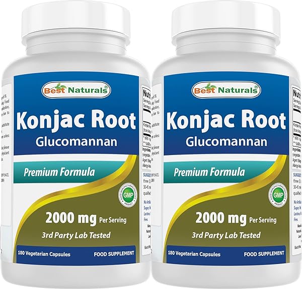 Best Naturals 2 Pack Konjac Glucomannan Root 2000 mg per Serving - 180 Vegetarian Capsules in Pakistan in Pakistan