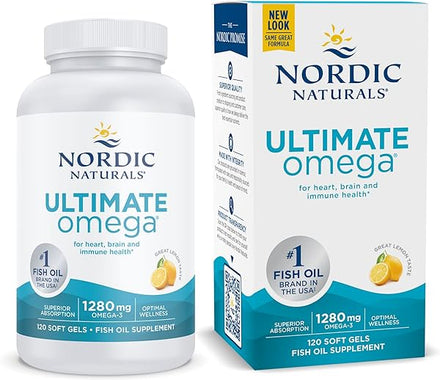 Nordic Naturals Ultimate Omega, Lemon Flavor - 120 Soft Gels - 1280 mg Omega-3 - High-Potency Omega-3 Fish Oil Supplement with EPA & DHA - Promotes Brain & Heart Health - Non-GMO - 60 Servings in Pakistan