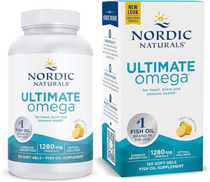 Nordic Naturals Ultimate Omega, Lemon Flavor - 120 Soft Gels - 1280 mg Omega-3 - High-Potency Omega-3 Fish Oil Supplement with EPA & DHA - Promotes Brain & Heart Health - Non-GMO - 60 Servings in Pakistan