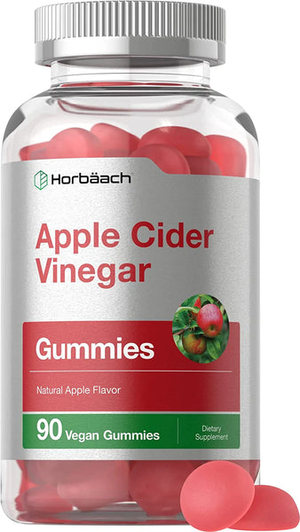 Vegan Apple Cider Vinegar Gummies | 90 Count | ACV Supplement | Natural Apple Flavor | Non-GMO, Gluten Free Gummies for Adults | by Horbaach