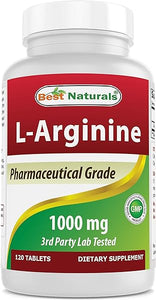 (New Improved Formula) Best Naturals L-Arginine 1000 mg 120 Tablets - Pharmaceutical Grade L Arginine Supplement Promotes Nitric Oxide Synthesis in Pakistan