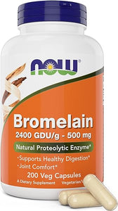 Now Bromelain 500 mg, 200 Veg Capsules - Natural Pineapple, Proteolytic Enzyme Supplement, 2400 GDU in Pakistan