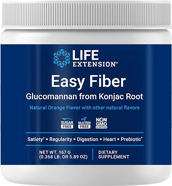 Life Extension Easy Fiber - Glucomannan Fiber, Regularity, Digestion, Heart Health, No Artificial Sweeteners, Vegetarian, Non-GMO, Gluten Free, Sugar Free, Net Wt. 167 G (0.368 Lb. Or 5.89 Oz) in Pakistan in Pakistan