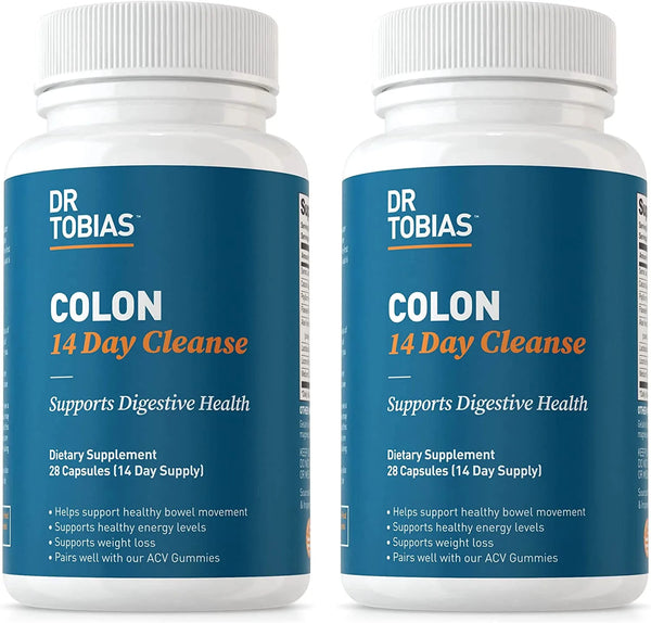 Dr. Tobias Colon 14 Day Cleanse, Supports Healthy Bowel Movements, Colon Cleanse Detox, Advanced Cleansing Formula with Fiber, Herbs & Probiotics, Non-GMO, 28 Capsules (1-2 Daily)