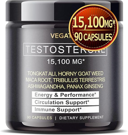 VEGATOT 𝟴 𝗜𝗡 𝟭 Ultimate Testo Support 𝟭𝟱,𝟭𝟬𝟬 𝗠𝗚 - Boost Performance with Tongkat Ali, Panax Ginseng, Maca Root, Ashwagandha, Tribulus - Energy, Stamina, Circulation Support in Pakistan