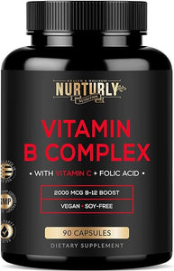 Vitamin B Complex with Vitamin C - Contains All Essential B Vitamins - B1, B2, B3, B5, B6, B7, B9, B12 and Biotin - Super B Complex Vitamins for Energy, Immunity and Mood Support - 90 Capsules in Pakistan
