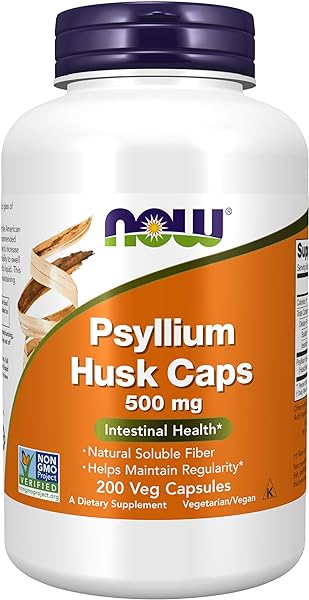 NOW Supplements, Psyllium Husk Caps 500 mg, Non-GMO Project Verified, Natural Soluble Fiber, Intestinal Health*, 200 Veg Capsules in Pakistan in Pakistan