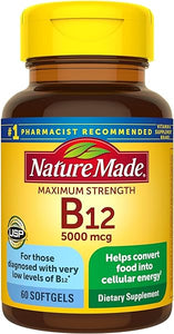 Nature Made Maximum Strength Vitamin B12 5000 mcg, Dietary Supplement for Energy Metabolism Support, 60 Softgels, 60 Day Supply in Pakistan