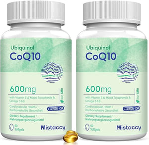 CoQ10 600mg Softgels | High Absorption CoQ10 Ubiquinol Supplement | Reduced Form Enhanced with Vitamin E & Omega 3 6 9 | Antioxidant Powerhouse Good for Health | 120 Softgels in Pakistan