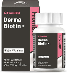 Derma Biotin+ (60 Tablets, 60 Days) - Vitamin B7 Supplement for Healthy Skin & Hair. High-Potency Biotin 300µg, Vitamin A 210µg RAE & Collagen. Boost Beauty & Wellness in Pakistan