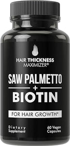 Saw Palmetto + Biotin Advanced 2-in-1 Combo for Hair Growth. Vegan Capsules Supplement with Natural Saw Palmetto Extract + 10000mcg Biotin. Hair Loss and Regrowth Pills for Men and Women. DHT Blocker in Pakistan