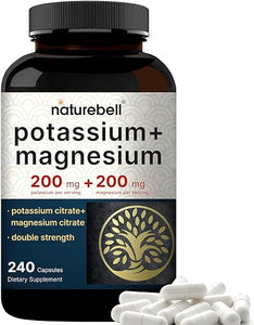 Potassium Magnesium Supplement – 200mg + | 240 Capsules Easily Absorbed Citrate & Muscle, Bone, Heart Health Support Non-GMO in Pakistan