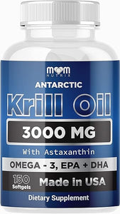 MOM NUTRIX Antarctic Krill Oil Supplement - 3000 mg Per Serving - 150 Softgels - High Absorption EPA, DHA, Astaxanthin & Phospholipid - No Fishy Aftertaste Like Fish Oil - Made in USA in Pakistan