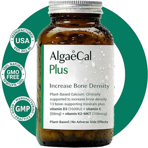 ALGAECAL Plus - Organic Red Algae Calcium Supplement, Vitamin K2 MK7 (100mg), Vitamin D3 (1600 IU), Magnesium (250mg) & Trace Minerals, for Bone Health & Strength, Easy to Swallow, 120 Veggie Caps in Pakistan