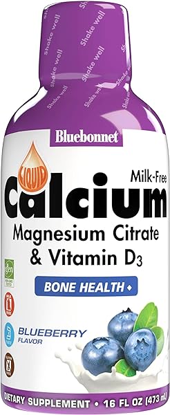 Bluebonnet Nutrition Liquid Calcium Citrate Magnesium Citrate, Vitamin D3, Bone Health, Gluten Free, Soy free, milk free, kosher,32 Servings, Blueberry Flavor, 16 Fl Oz (Pack of 1) in Pakistan in Pakistan