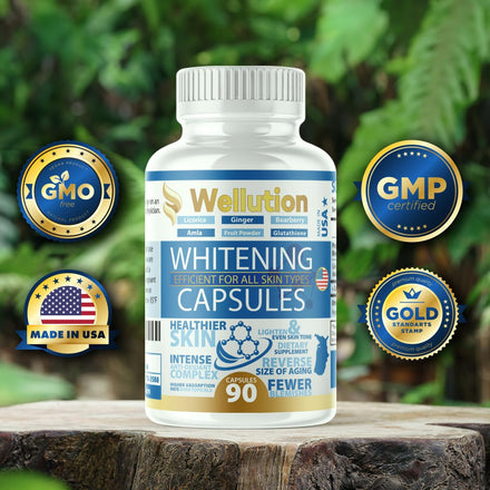 WELLUTION Skin Brightening Herbal Supplement - 90 Capsules for Clear, Glossy, and Smooth Skin - Glutathione Whitening Pills