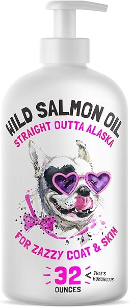 Wild Alaskan Salmon Oil for Dogs & Cats - Pure Fish Omega 3 6 9 Liquid EPA DHA Fatty Acids - Skin & Coat Supplement - Supports Joint Function, Brain, Eye, Immune & Heart Health - Made in USA 32 oz in Pakistan