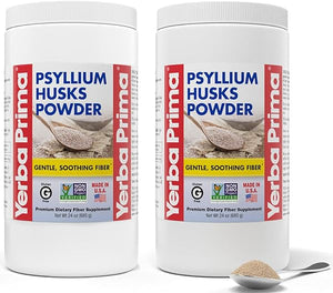 Yerba Prima Psyllium Husks Powder - 24 oz (Pack of 2) - Unflavored - Fine Ground - Natural Fiber Supplement with Soluble & Insoluble Fiber in Pakistan