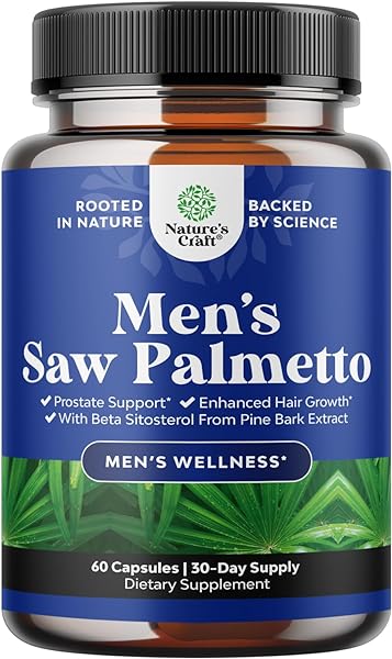 Saw Palmetto for Men with Beta Sitosterol - Saw Palmetto Extract Prostate Support Supplement for Men's Health & Better Bladder Control plus Thickening Hair Supplement for Hair Growth for Men - 60ct in Pakistan