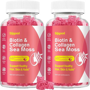 2 Pack Vegan Collagen Gummies for Women with Biotin, Sea Moss, Keratin, Hyaluronic Acid for Skin, Hair Growth, Nails & Joints for Men Adults Kids, Collagen Supplement para Mujer, 120 Counts in Pakistan