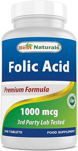 Best Naturals Folic Acid 1000 mcg (Vitamin B9), 240 Tablets (1000 mcg) in Pakistan