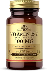 Solgar Vitamin B2 (Riboflavin) 100mg, 100 Vegetable Capsules - Energy Metabolism, Healthy Nervous System - Non-GMO, Vegan, Gluten Free, Dairy Free, Kosher, Halal - 100 Servings in Pakistan