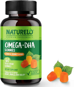 NATURELO Vegetarian DHA and Omega 3 Supplement from Algae and Chia Seed Oil for Heart, Brain and Joint Health - No Fish, Gelatin, or Artificial Sweeteners - 60 Gummies in Pakistan