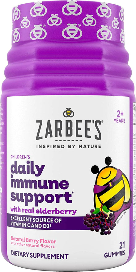 Zarbee's Elderberry Gummies for Kids with Vitamin C, Zinc & Elderberry, Daily Childrens Immune Support Vitamins Gummy for Children Ages 2 and Up, Natural Berry Flavor, 70 Count