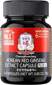 CheongKwanJang [Korean Red Ginseng Extract Capsules Plus -All-in-1 Focus Pills for Men & Women, Natural Energy Supplements,Circulation, Immune Support, Brain Booster - 30 Capsules in Pakistan