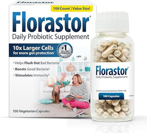 Florastor Probiotics for Digestive & Immune Health, 100 Capsules, Probiotics for Women & Men, Dual Action Helps Flush Out Bad Bacteria & Boosts The Good with Our Unique Strain Saccharomyces Boulardii in Pakistan