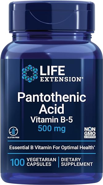 Life Extension Pantothenic Acid 500 mg – Pantothenic Acid with Calcium Supplement – Essential B Vitamin For Optimal Health - Once Daily - Gluten-Free, Non-GMO, Vegetarian – 100 Capsules in Pakistan