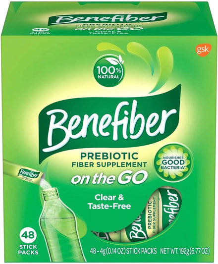 Benefiber On The Go Prebiotic Fiber Supplement Powder for Digestive Health, Daily Fiber Powder, Unflavored Powder Stick Packs - 36 Sticks (Pack of 2)