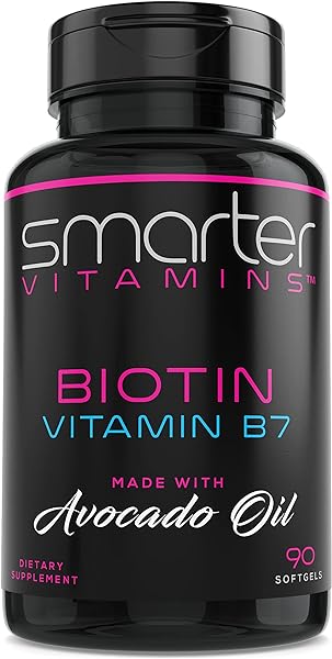 Smarter Biotin 5000mcg in Avocado Oil, Vitamin B7, Hair, Skin & Nail Support, Non-GMO, 90 Mini Liquid Softgels, No Soy in Pakistan
