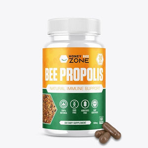 HONEYBEEZONEBee Propolis Extract Capsules, Immune Support Supplement, Natural Immune Booster, Non-GMO Gluten-Free additive Free 500 mg 60 Vegan Capsules with Carob Powder for Men and Women in Pakistan