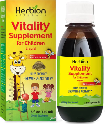 Herbion Naturals Vitality Supplement for Children, Promotes Growth and Appetite, Relieves Fatigue, Improves Mental and Physical Performance, Boosts Energy, 5 FL Oz - For Kids of 1 Year and Above