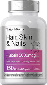 Hair Skin and Nails Vitamins | 150 Caplets | with Biotin and Collagen | Supplement for Women and Men | Non-GMO, Gluten Free | by Horbaach in Pakistan