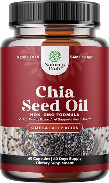 Chia Seed Oil Extract Capsules - Plant Based Omega 3 6 9 Supplement and Daily Fiber Capsules for Adults Digestive Support Immunity and Heart Health - Omega 3 Fatty Acids Supplement for Men and Women in Pakistan in Pakistan