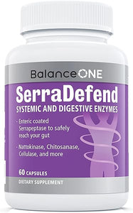 SerraDefend Biofilm Defense, Digestion - Systemic and Digestive Enzymes - Serrapeptase, Nattokinase, Protease, Cellulase - 60 Capsules, 2 Month Supply in Pakistan