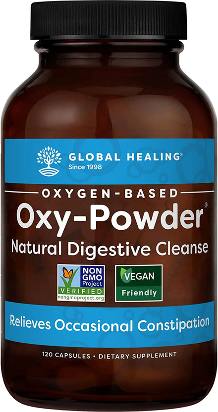 Global Healing Oxy-Powder Colon Cleanse & Detox Cleanse, Colon Cleanser & Detox for Weight Loss, Constipation Relief for Adults, Bloating Relief for Women & Men, Cleanse for Weight Loss(120 Capsules)