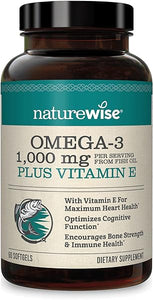 NatureWise High-Potency 1000mg Omega 3 with 600mg EPA, 400mg DHA, & Vitamin E - Supplement for Heart, Brain, Eye, Joint, Bone & Immune Support for Men & Women, 60ct - 30 Day Supply in Pakistan