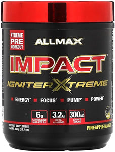 ALLMAX Impact IGNITER Xtreme, Pineapple Mango - 360 g - Pre-Workout Formula - Improves Energy, Focus, Pumps & Power - with Citrulline Malate & Beta Alanine - Up to 40 Servings in Pakistan