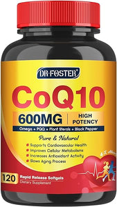 CoQ10 600 mg Softgels CoQ10 Supplement - CQ10 Coenzyme-Q10 with Omega 3 & PQQ & Vitamin E Support Health & Antioxidant & Cellular Energy | 60 Servings in Pakistan