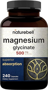 Magnesium Glycinate Capsules 500mg | 240 Count, 100% Chelated & Purified, 3rd Party Tested, Non-GMO & Gluten Free in Pakistan
