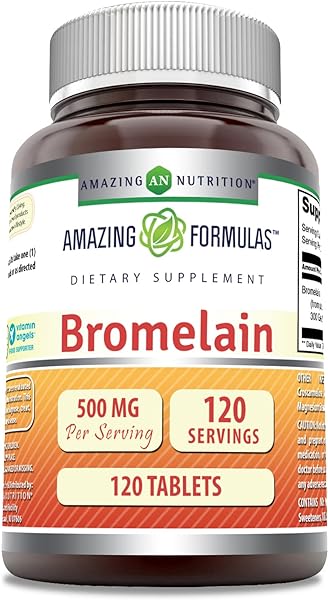 Amazing Formulas Bromelain 500 Mg 120 Tablets Supplement | Non-GMO | Gluten Free | Made in USA in Pakistan