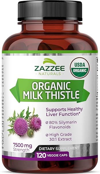Zazzee USDA Organic Milk Thistle 30:1 Extract, 7500 mg Strength, 120 Vegan Capsules, 80% Silymarin Flavonoids, Standardized and Concentrated 30X Extract, 100% Vegetarian, All-Natural and Non-GMO in Pakistan in Pakistan
