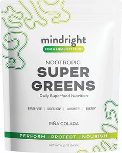 mindright Super Greens Powder - Supports Daily Wellness & Mental Clarity - Organic Superfood - Alkalizing Organic Superfood Greens Blend - 1 Count - 30 Day Supply in Pakistan
