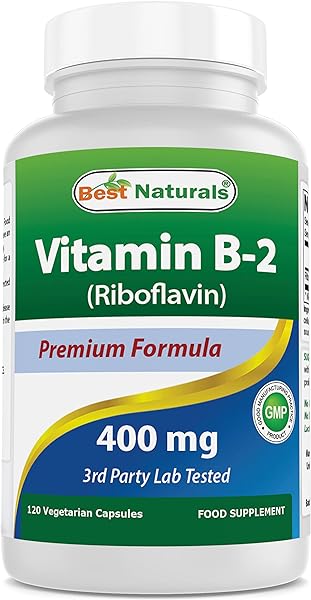 Best Naturals Vitamin B2 (Riboflavin) 400mg - Migraine Relief - Veggie Capsules - Conezyme Precursor - 120 Count (120 Count (Pack of 1)) in Pakistan